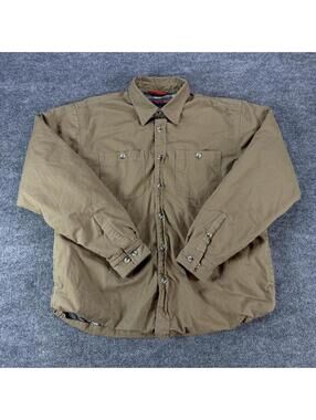Americaware Tan Button-Up Shirt Jacket Plaid Lining XL Outdoor Workwear Shacket